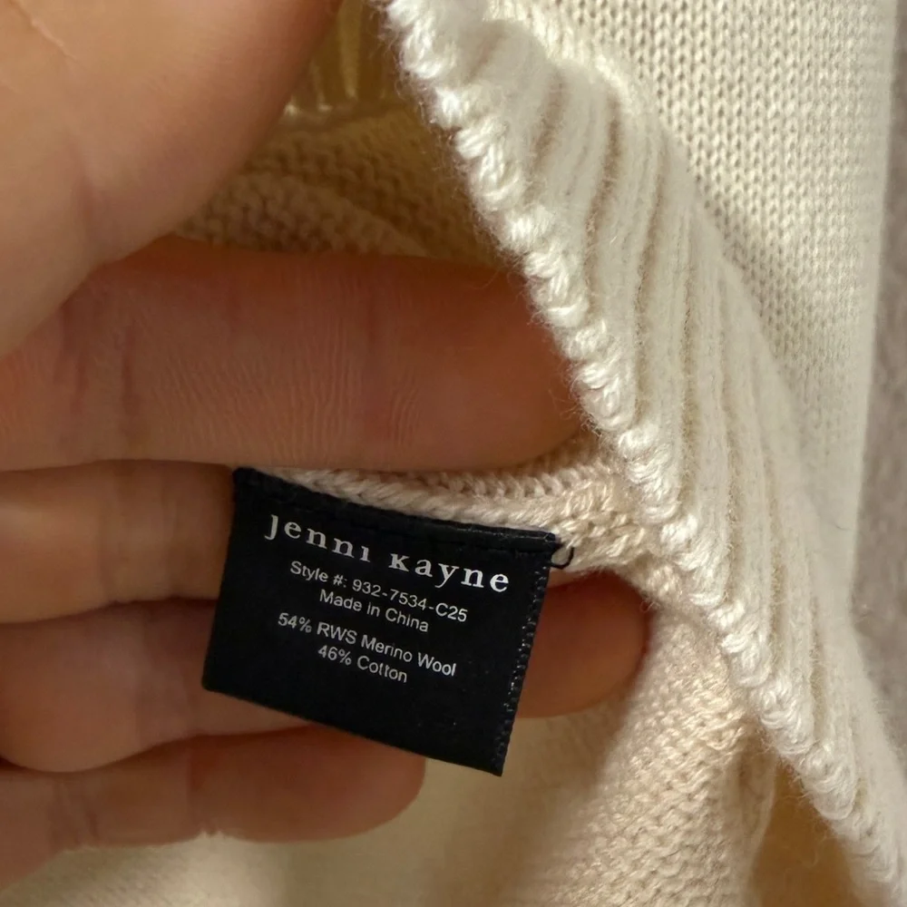 NWOT Jenni Kayne Simone V Neck Sweater S Cotton Merino Oversized Neutral White - Picture 6 of 7
